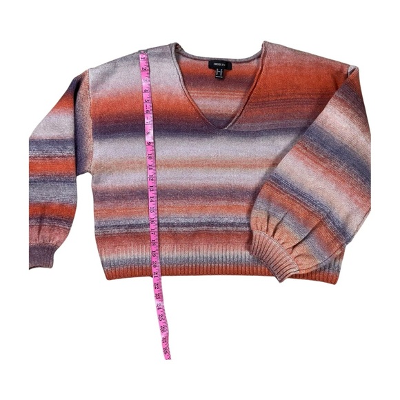 Forever 21 Plus Ombre Stripe Balloon Sleeve V-Neck Sweater 3X - Picture 3 of 7